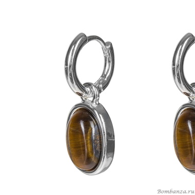 Серьги Fiore Luna, TIGER EYE, LE1203 BR/S, серебристые